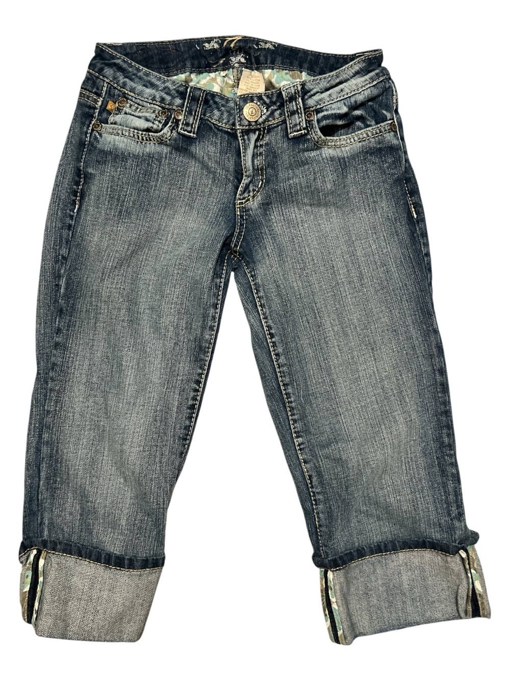 In Fusion Womens Jeans Size 28 Capri Cropped Cuffed Floral Y2K Boho Low Rise